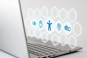 Symbolbild Barrierefreiheit mit Laptop und Illustration (© sh99/stock.adobe.com)