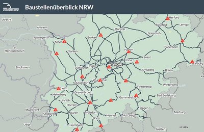 Baustellenüberblick NRW (screenshot), (© VRR / openstreetmap)