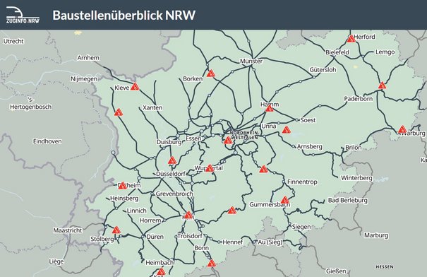 Baustellenüberblick NRW (screenshot), (© VRR / openstreetmap)
